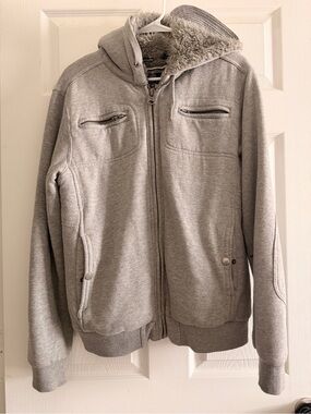 Buffalo David Bitton Men's Hooded Zip-Up Sweater Jacket - Light Gray